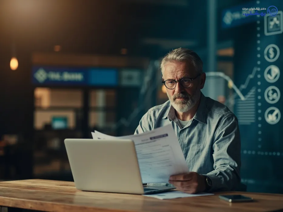 کارآفرین در حال دریافت وام جواز کسب و بررسی مدارک مالی