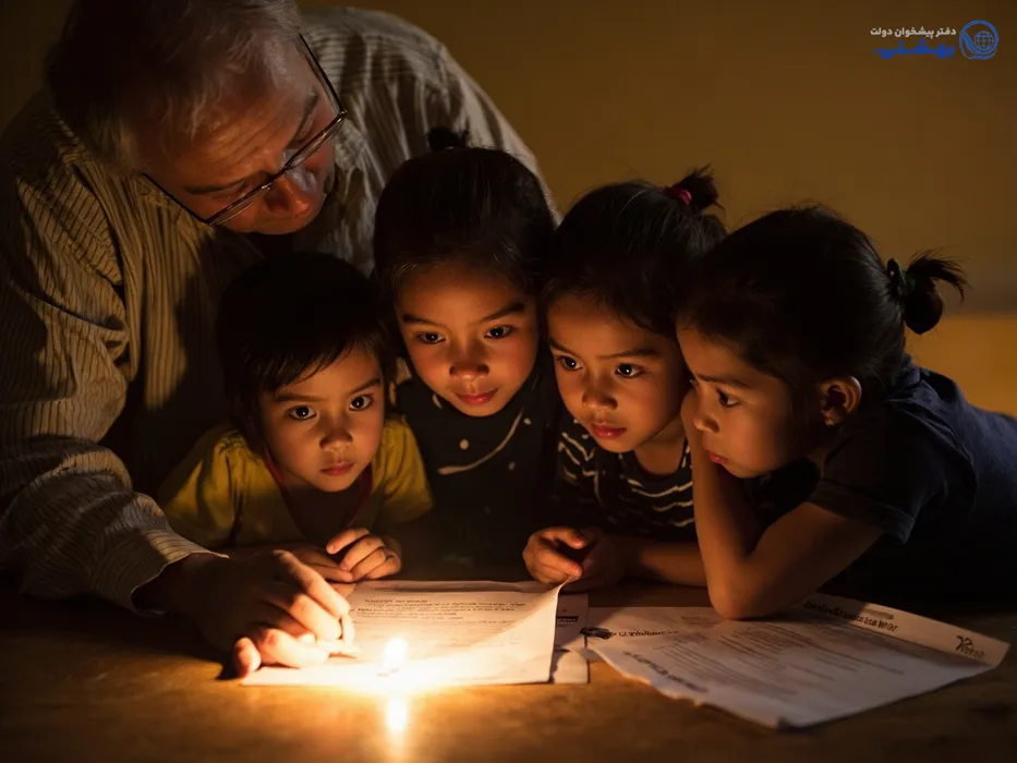 خانواده‌ای در حال بررسی شرایط وام کمیته امداد با راهنمایی مشاور