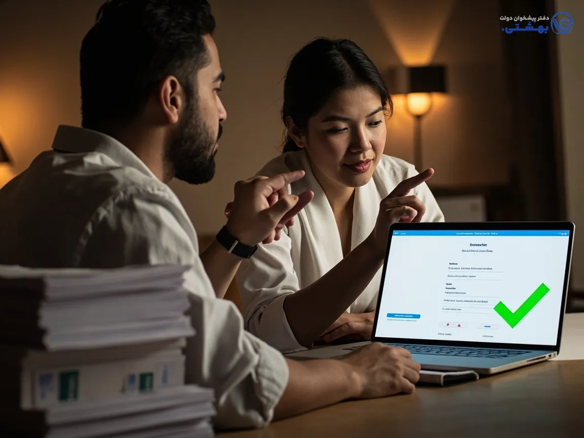 مددجو در حال تکمیل مدارک و دریافت راهنمایی برای وام کمیته امداد