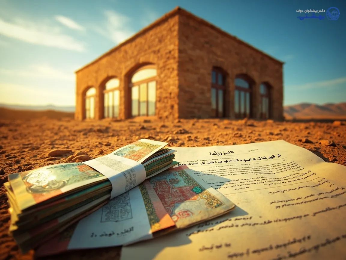 نمای خانه ایرانی، سند ملکی و اسکناس کنار هم