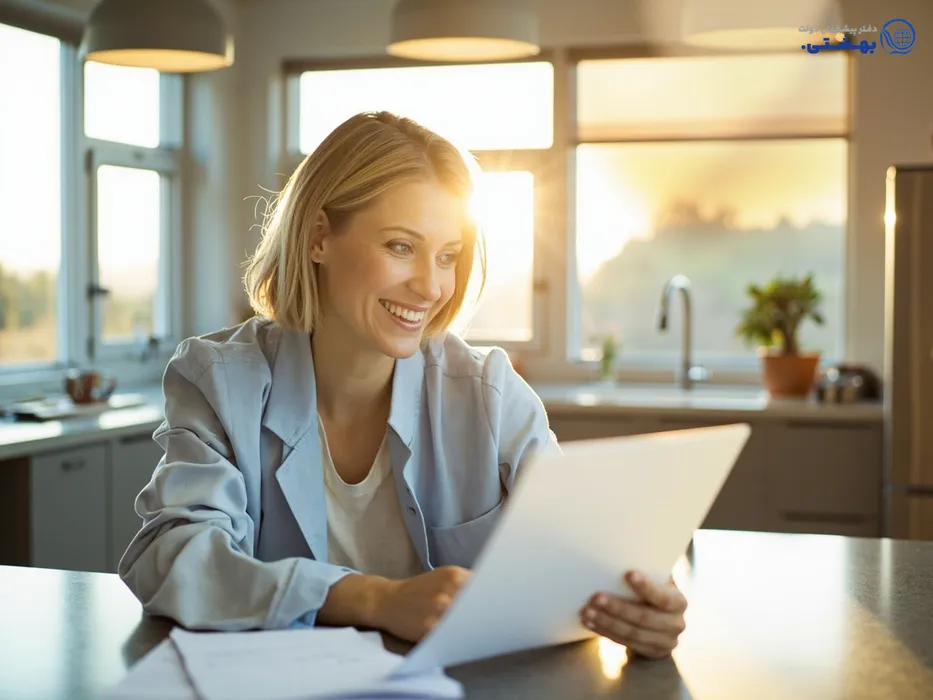 زن خانه دار در حال بررسی شرایط وام بانک رسالت برای استقلال مالی