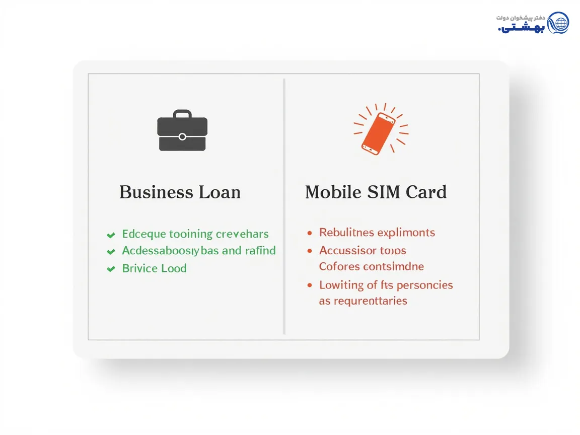 مقایسه تصویری وام اشتغال و وام سیم‌کارت