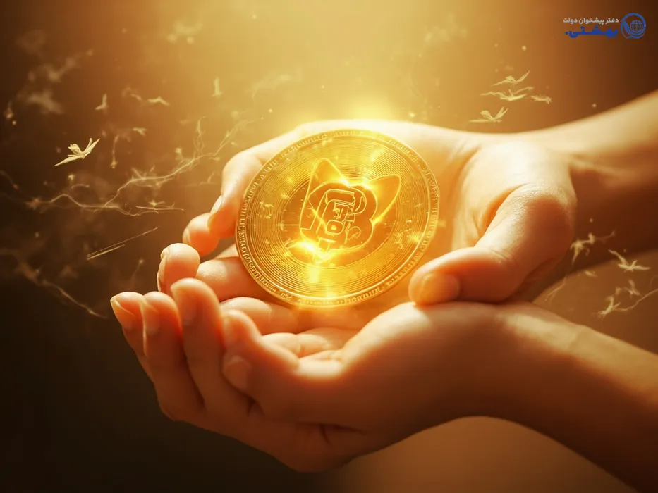 دستانی در حال تبادل سکه مهربانی، نمادی از وام و کمک مالی بانک ملی