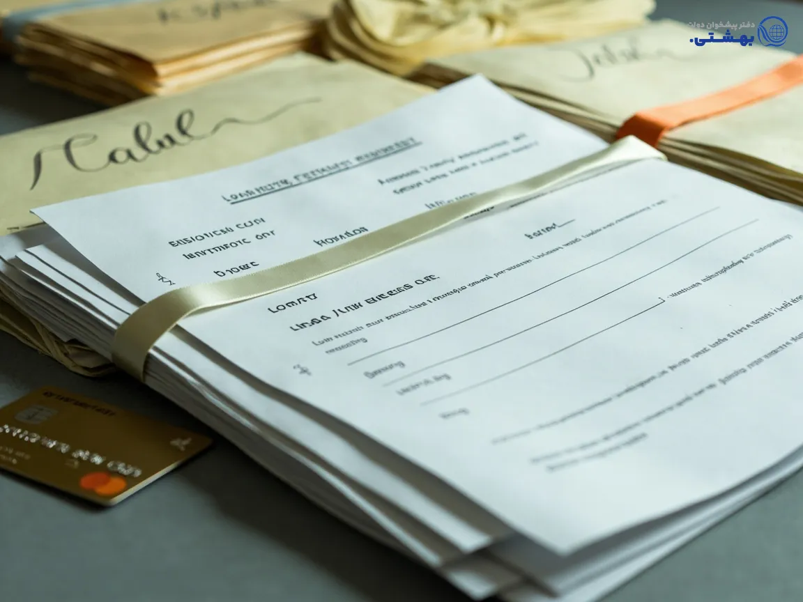 انواع وام بانک ملی با مدارک روی میز