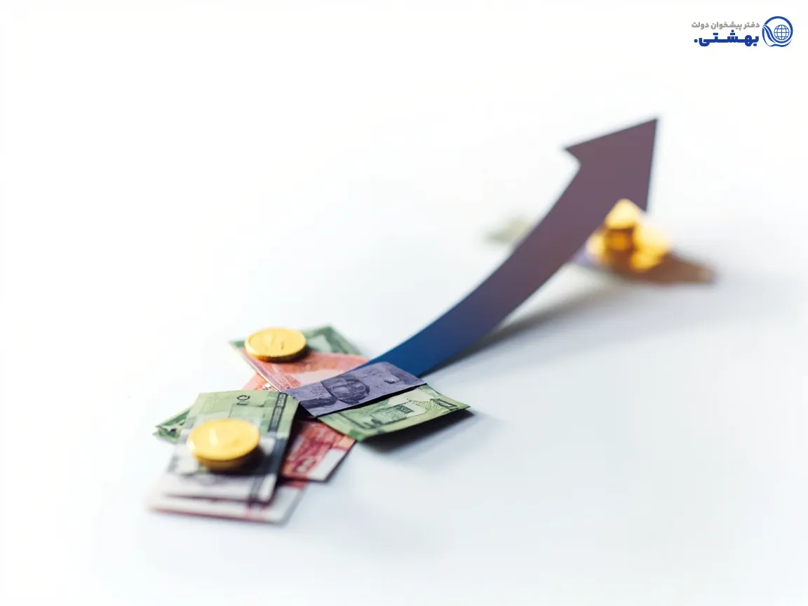 نمودار رشد مالی با نماد پول.