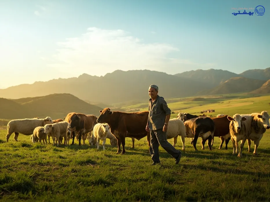 وام دامداری سپاه: مزرعه دامپروری موفق با دام‌های سالم و کشاورز خندان