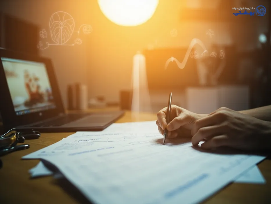 مددجوی بهزیستی در حال تکمیل فرم درخواست وام اشتغال برای خوداشتغالی