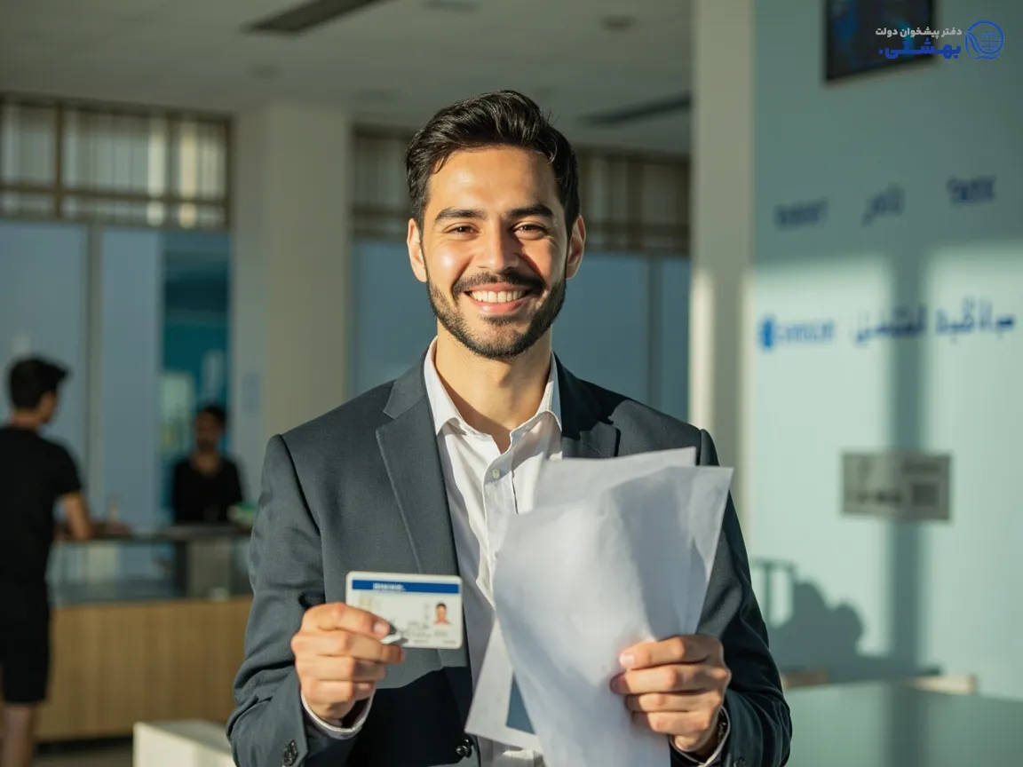 موفقیت مالی با وام بانک سامان، شخص در حال بررسی اسناد بانکی